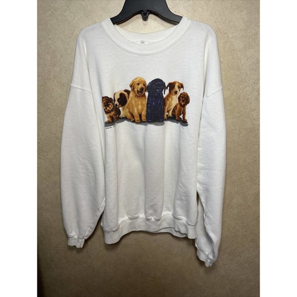Cotton Deluxe Tops - Puppies Sweatshirt Cotton Del Fleece Sz L EUC